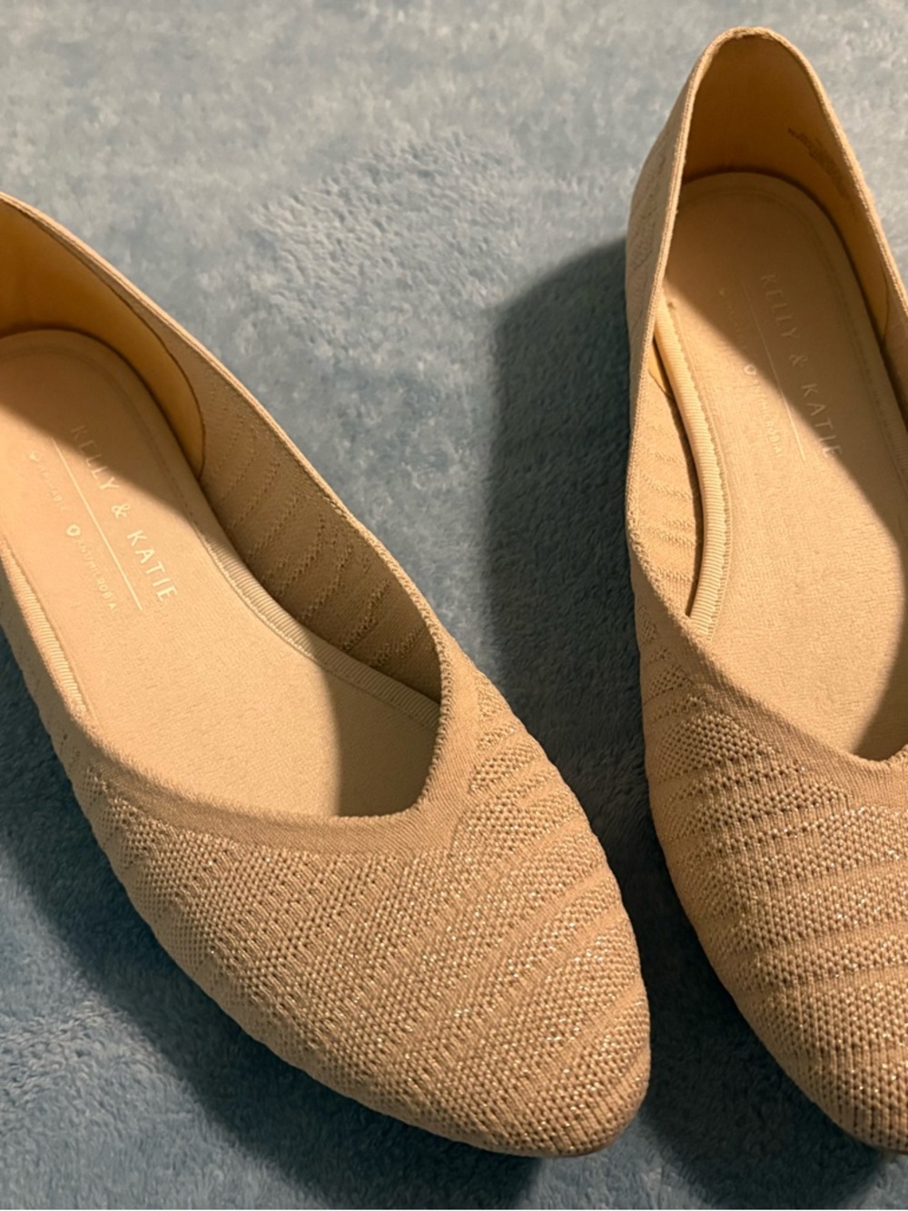 Kelly & Katie Shoes Womens 10 Fonzie2 Ballet Flats Slip On Comfort Beige Fabric